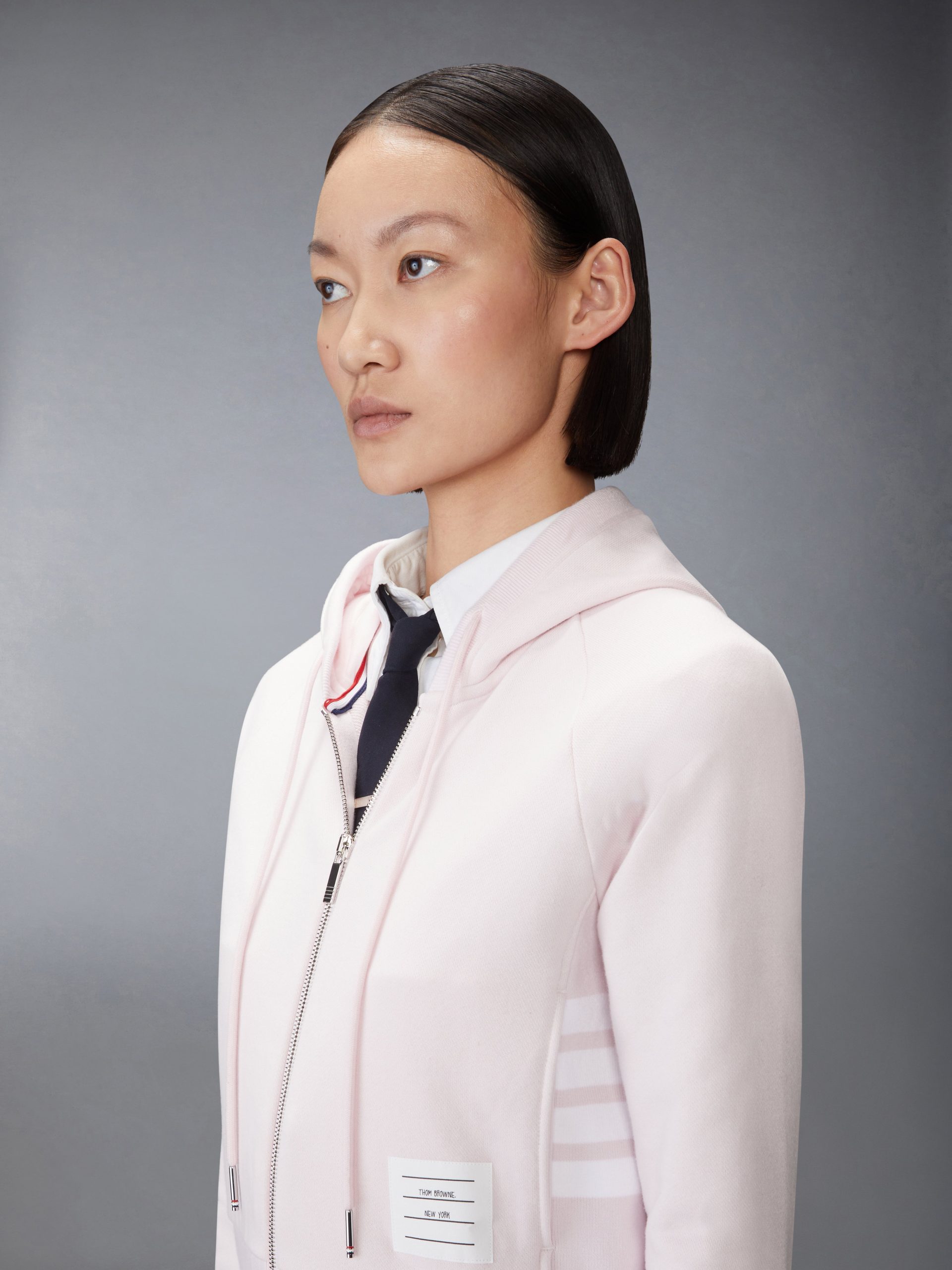 SOLID LOOPBACK 4-BAR ZIP UP HOODIE - Image 5