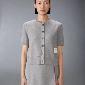 COTTON WAFFLE SHORT SLEEVE CARDIGAN