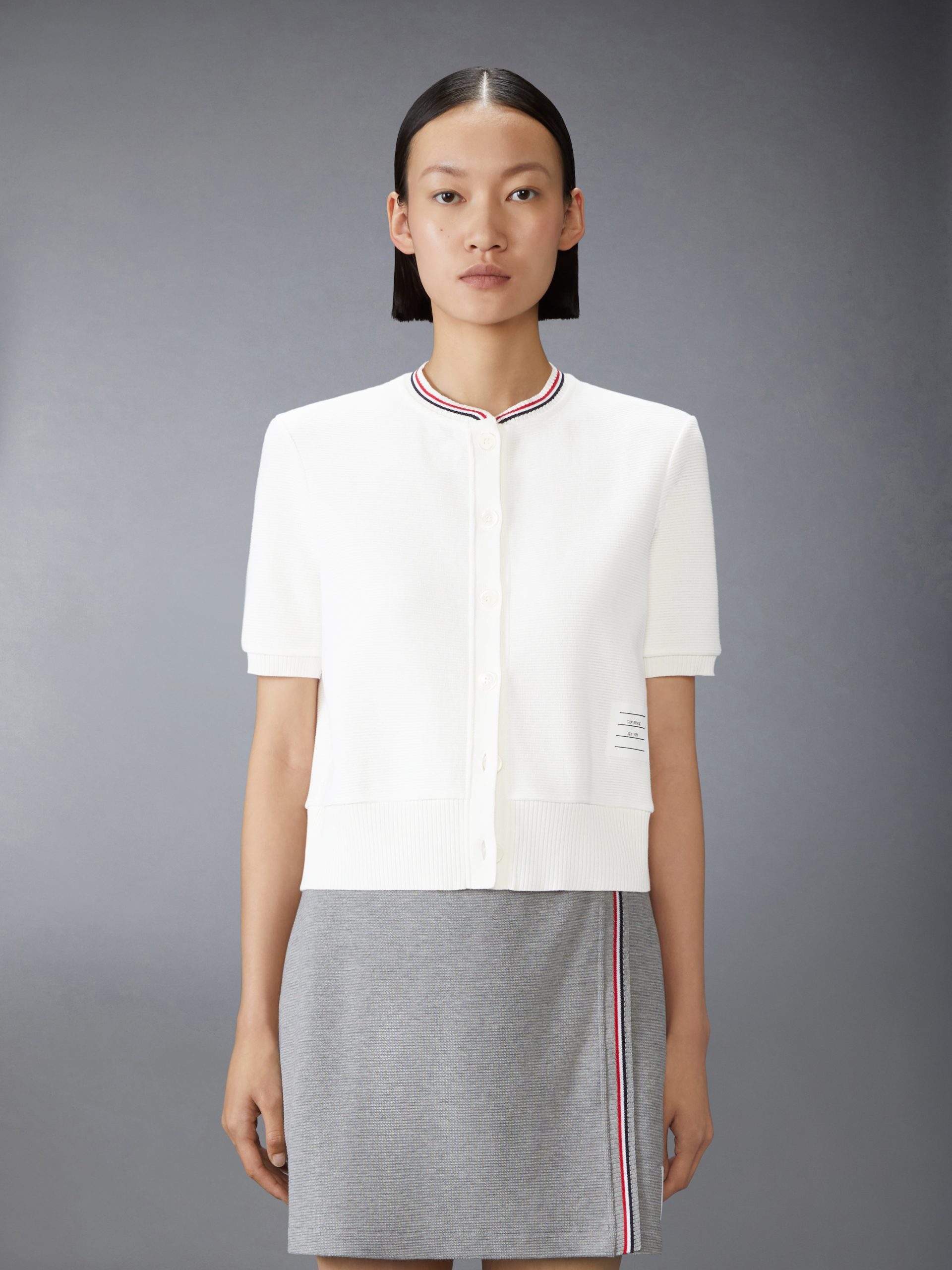 COTTON WAFFLE SHORT SLEEVE CARDIGAN