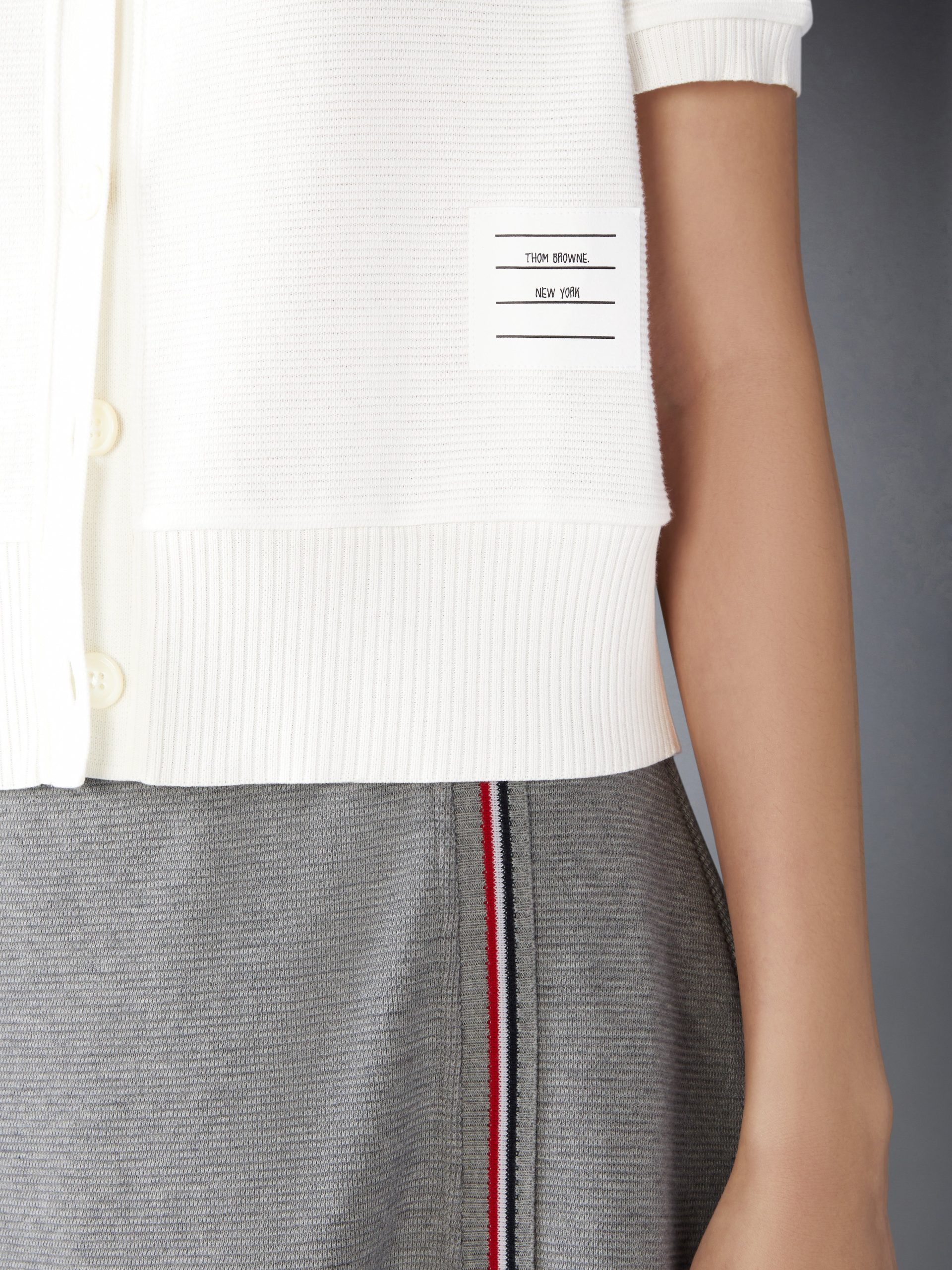 COTTON WAFFLE SHORT SLEEVE CARDIGAN - Image 4