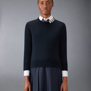 COTTON 4-BAR CREW NECK PULLOVER