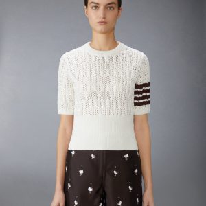 POINTELLE CABLE STITCH 4-BAR TEE