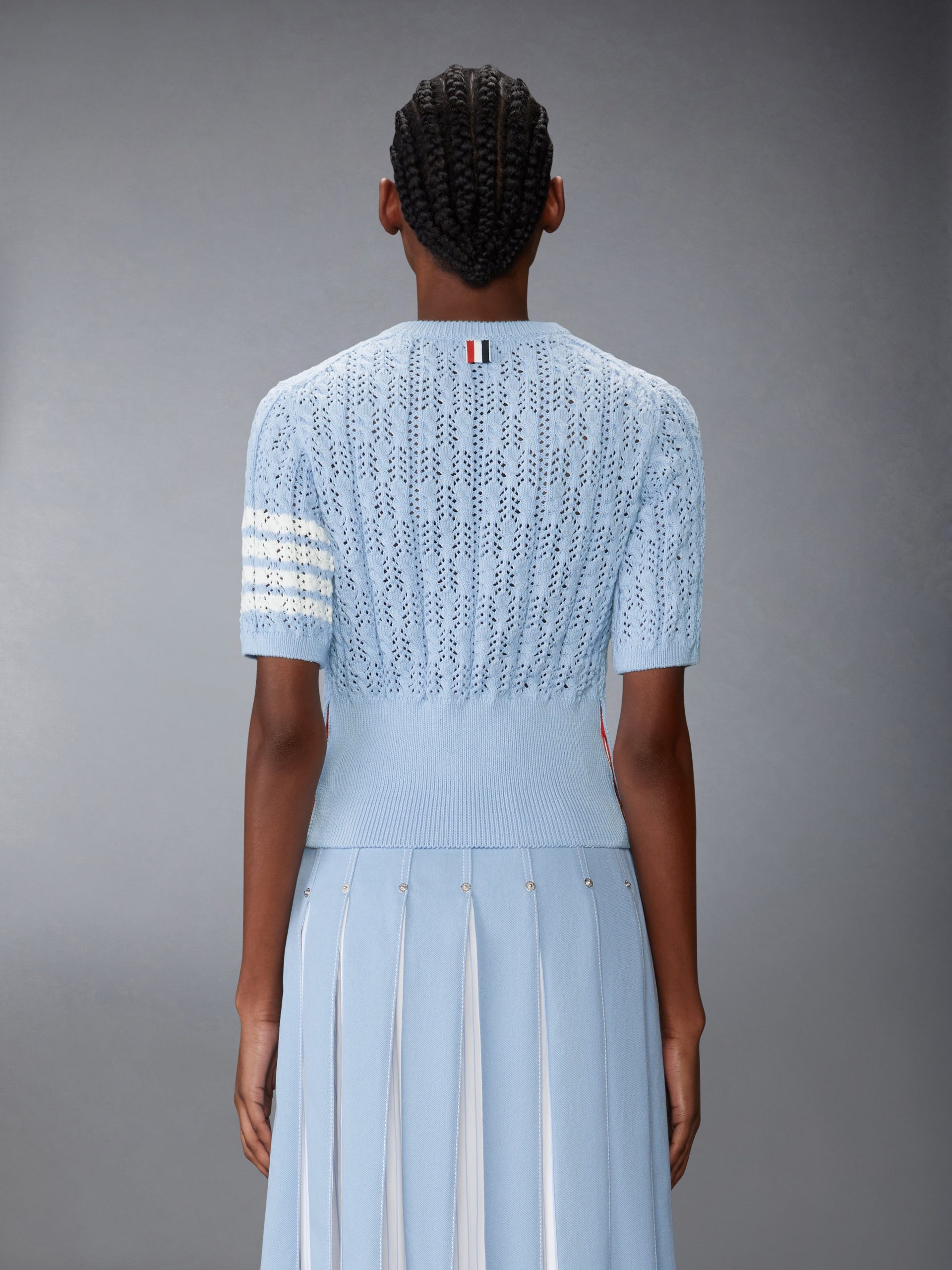 POINTELLE CABLE STITCH 4-BAR TEE - Image 2