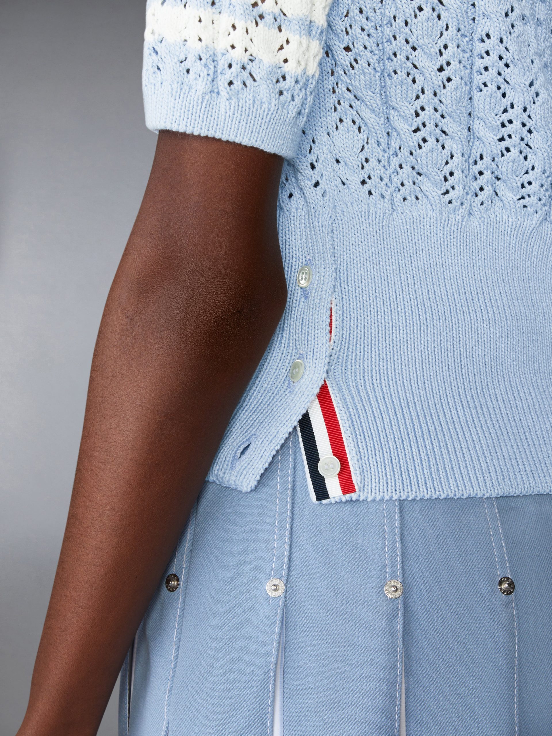 POINTELLE CABLE STITCH 4-BAR TEE - Image 4