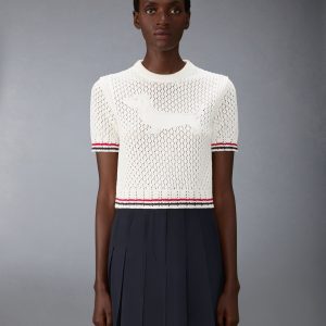 COTTON POINTELLE STITCH HECTOR RWB TEE