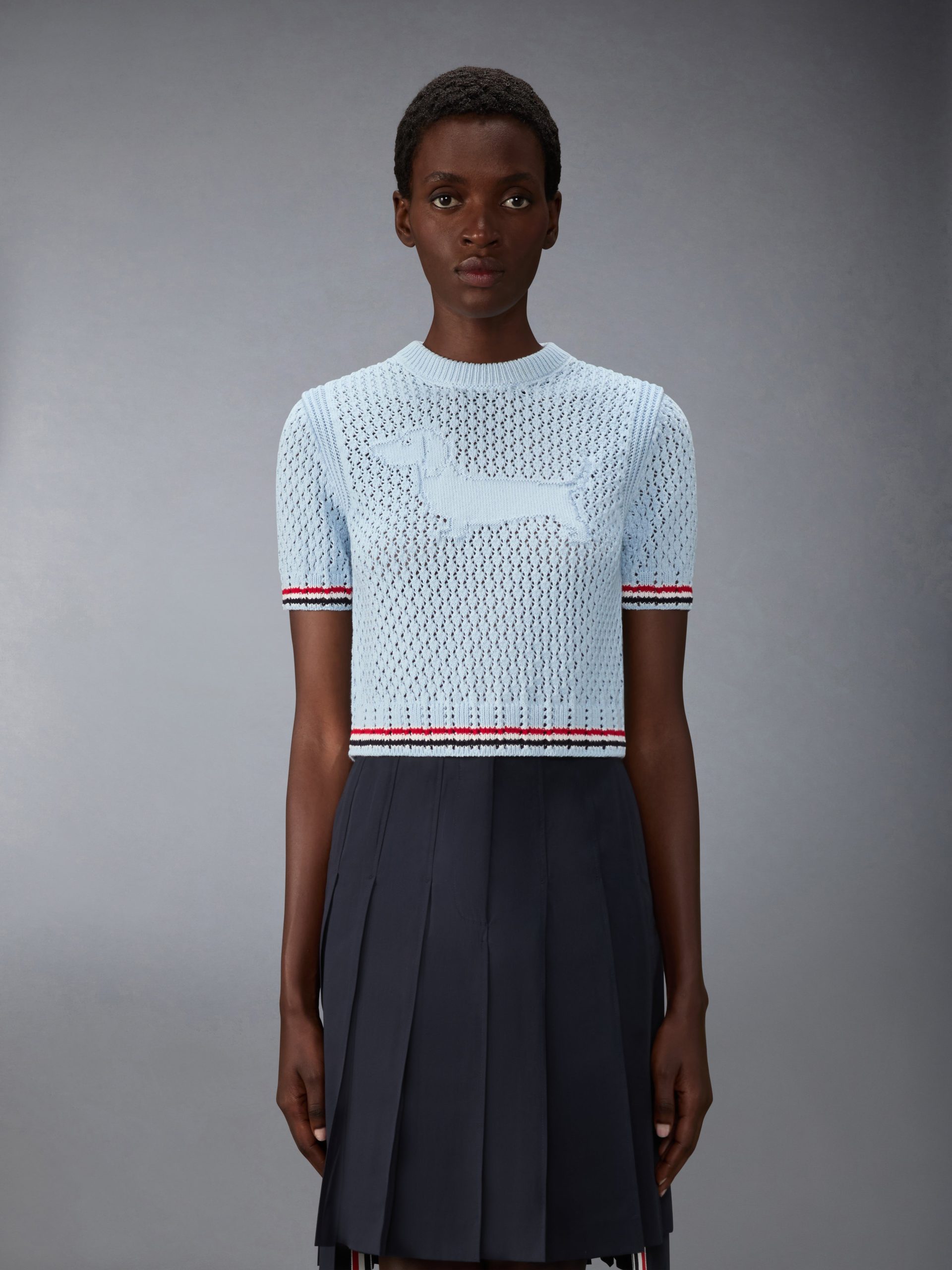 COTTON POINTELLE STITCH HECTOR RWB TEE