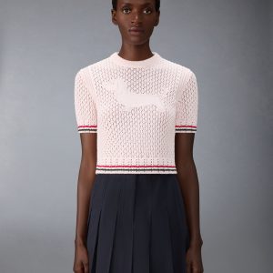 COTTON POINTELLE STITCH HECTOR RWB TEE