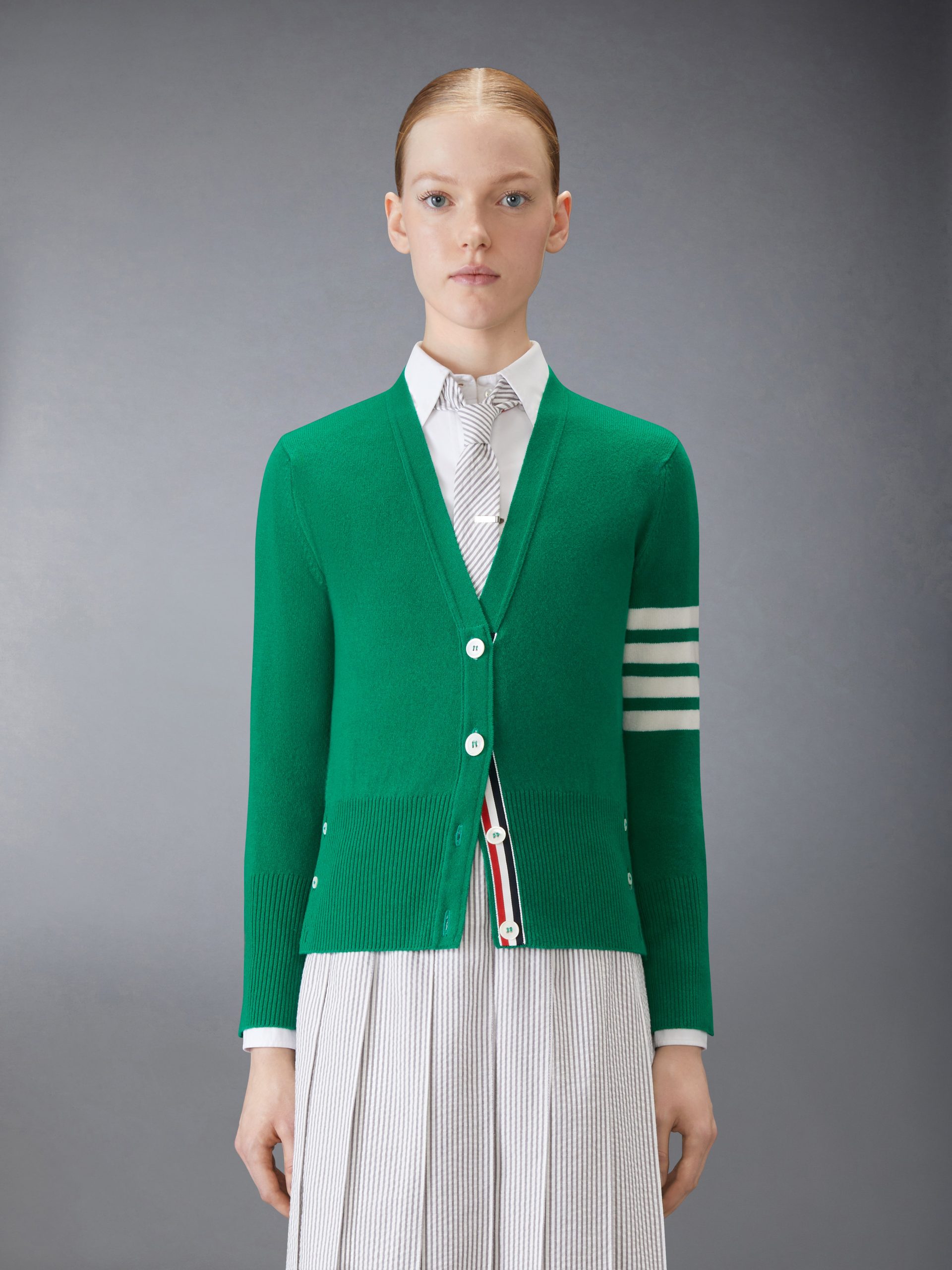 CLASSIC CASHMERE 4-BAR V-NECK CARDIGAN