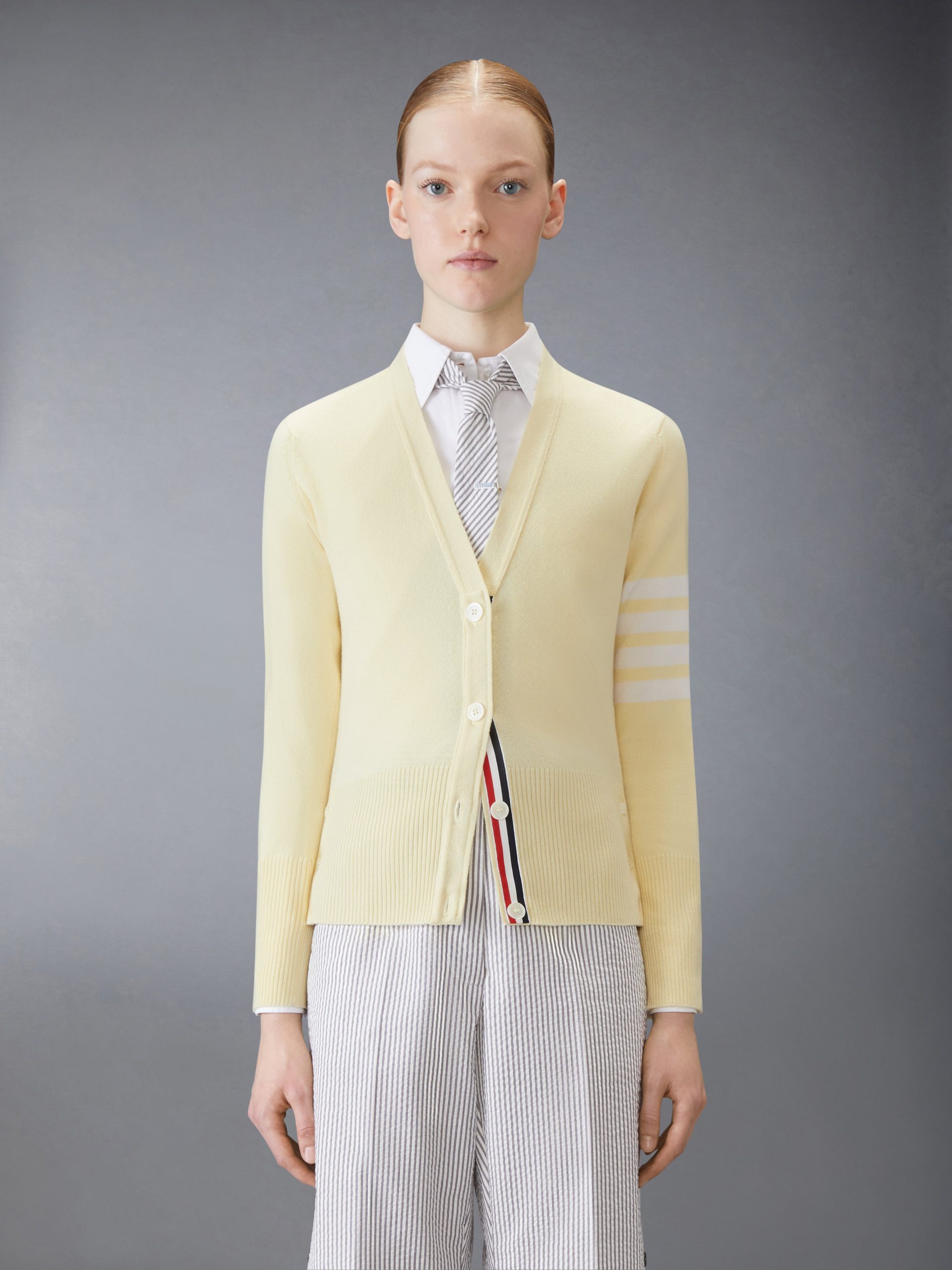 CLASSIC CASHMERE 4-BAR V-NECK CARDIGAN