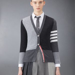 FUNMIX CASHMERE 4-BAR V-neck CARDIGAN