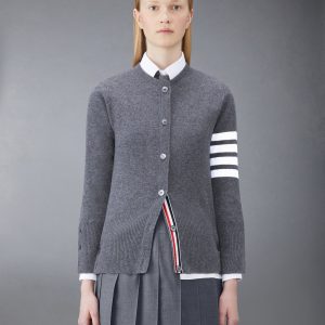 CLASSIC CASHMERE 4-BAR CREW NECK CARDIGAN