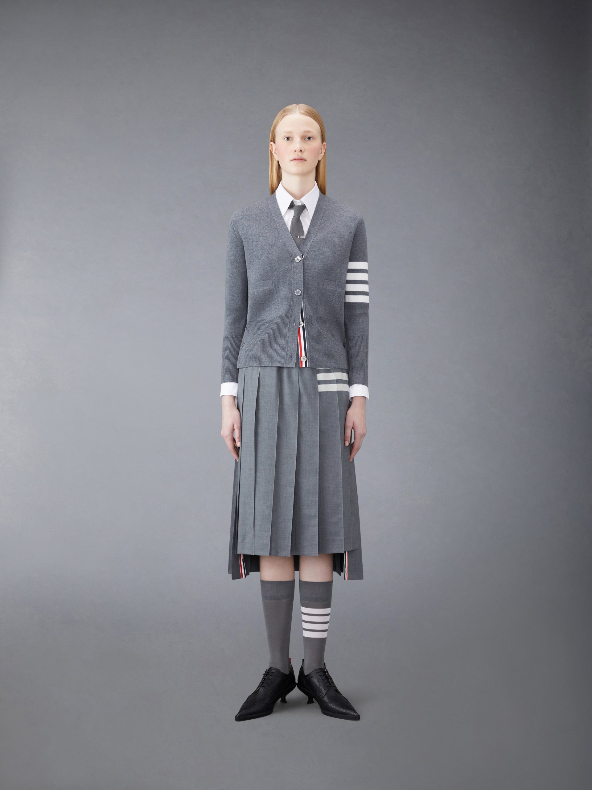 WOOL 4-BAR V-NECK CARDIGAN - Image 3