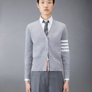 WOOL 4-BAR V-NECK CARDIGAN