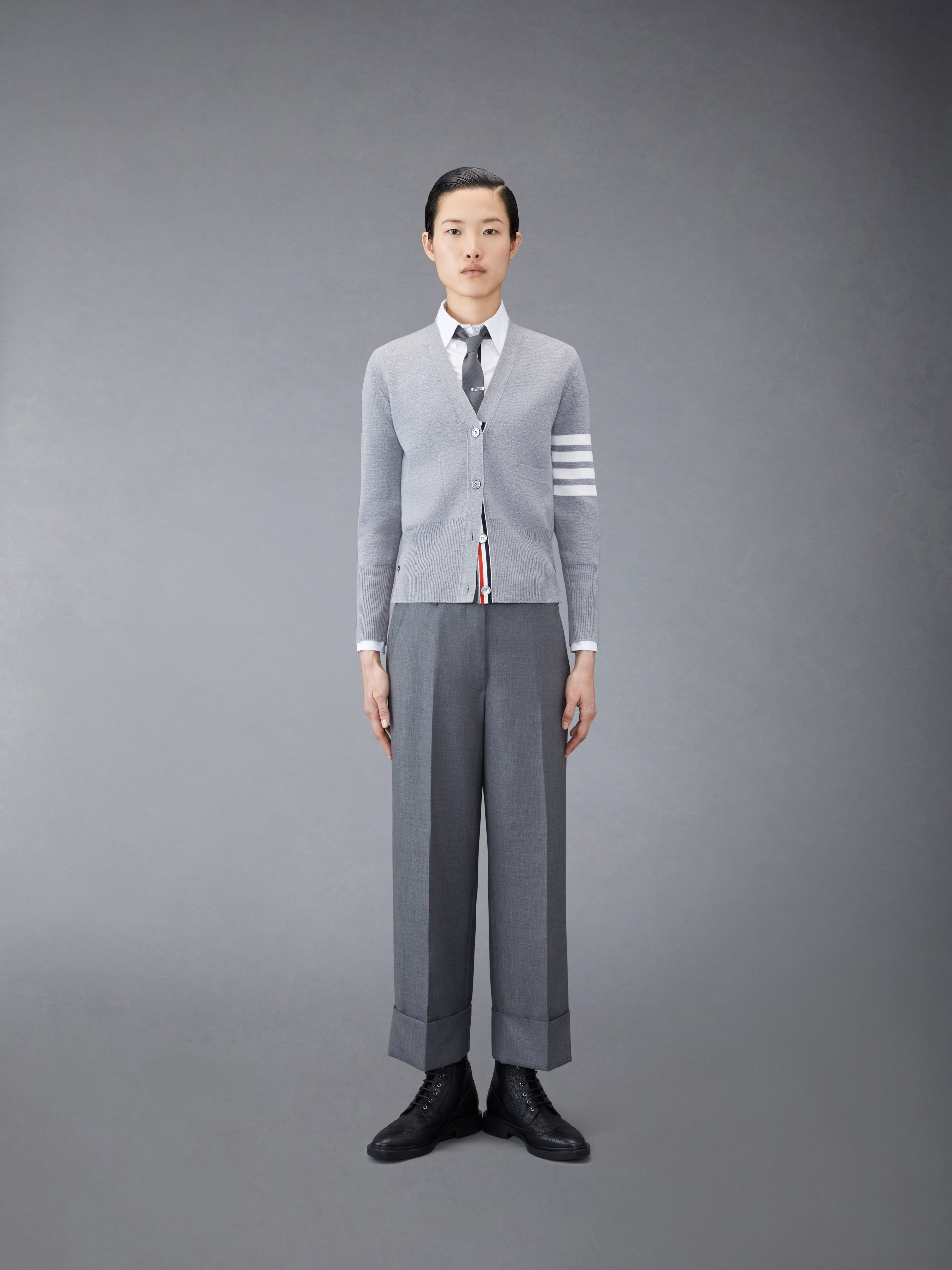 WOOL 4-BAR V-NECK CARDIGAN - Image 3