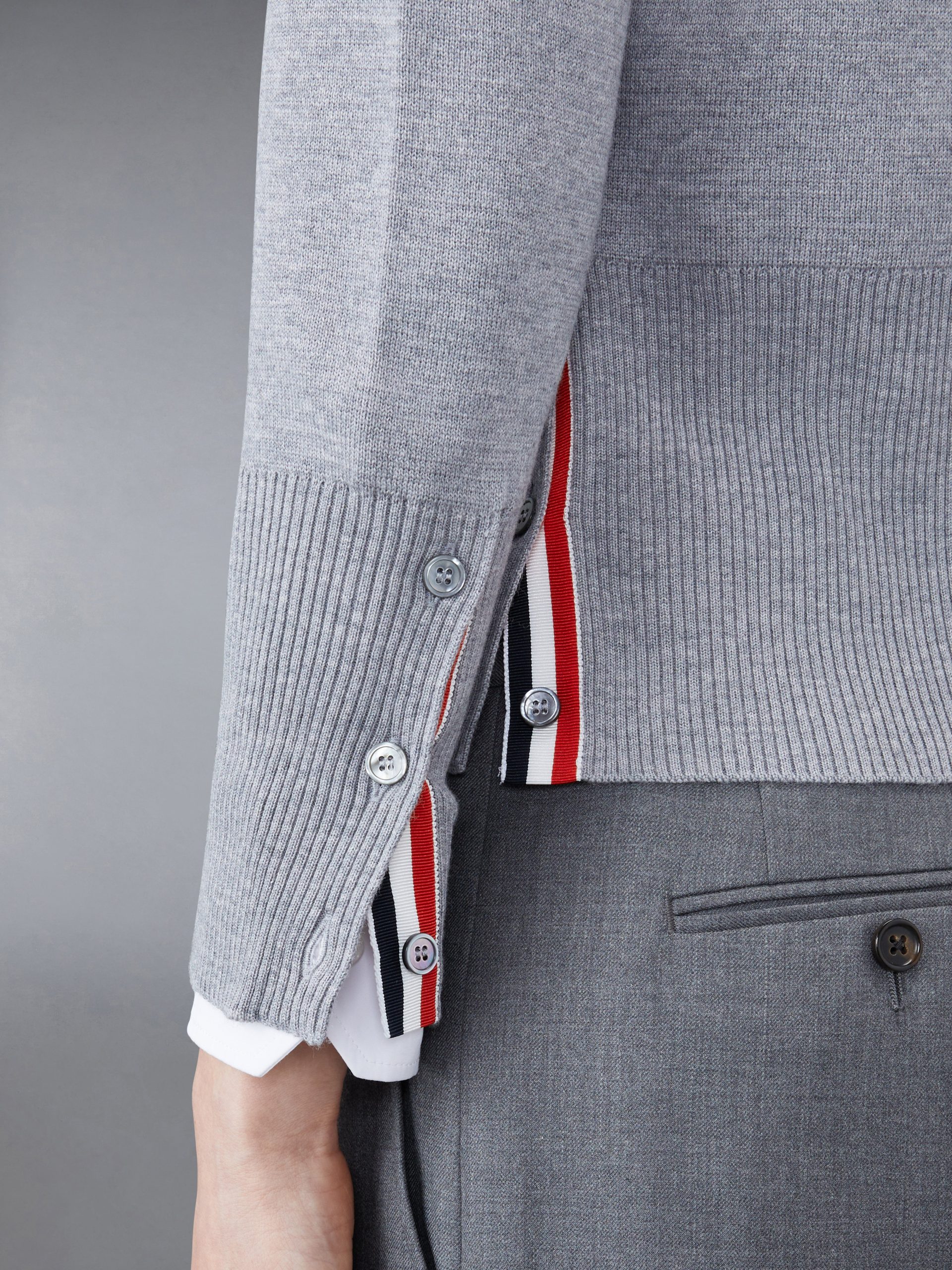 WOOL 4-BAR V-NECK CARDIGAN - Image 5