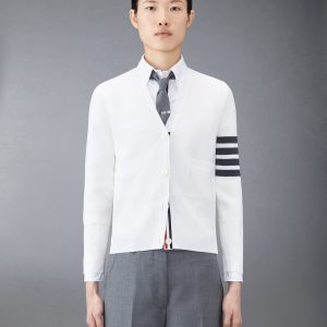 WOOL 4-BAR V-NECK CARDIGAN