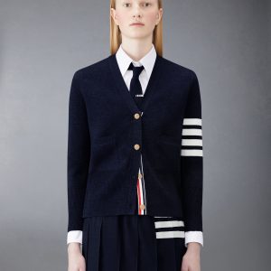 WOOL 4-BAR V-NECK CARDIGAN