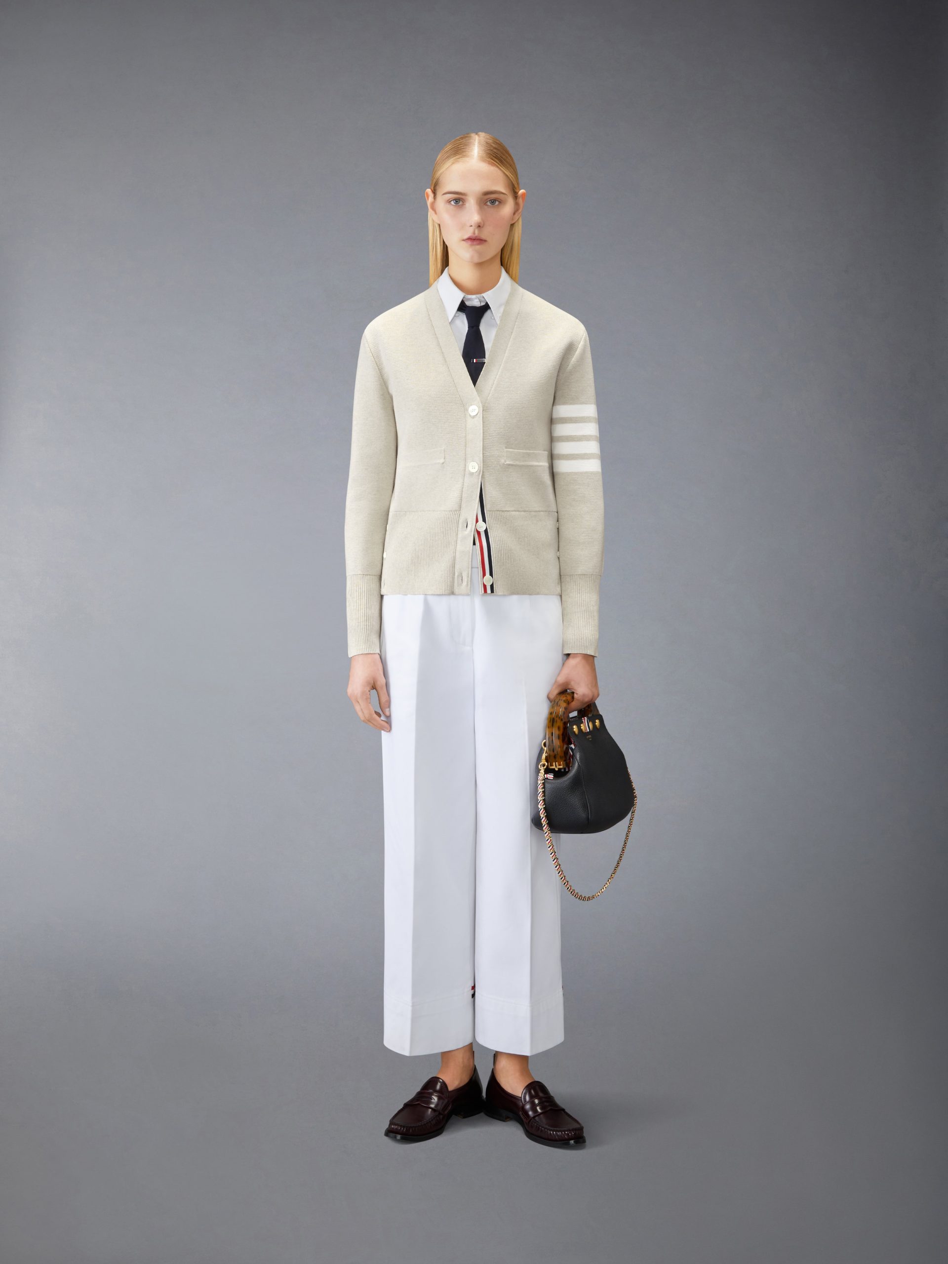 COTTON CREPE MILANO 4-BAR CARDIGAN - Image 3