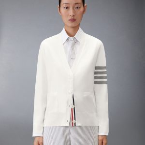 MERINO WOOL 4-BAR RELAXED FIT V-NECK CARDIGAN