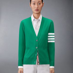 MERINO WOOL 4-BAR RELAXED FIT V-NECK CARDIGAN