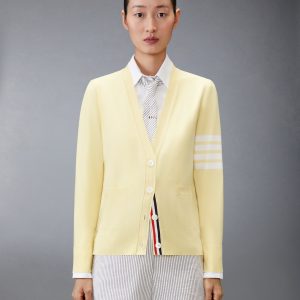 MERINO WOOL 4-BAR RELAXED FIT V-NECK CARDIGAN