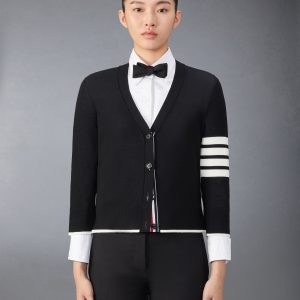 FINE MERINO WOOL 4-BAR RELAXED FIT CARDIGAN