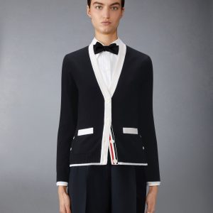 JERSEY STITCH CASHMERE V NECK CARDIGAN