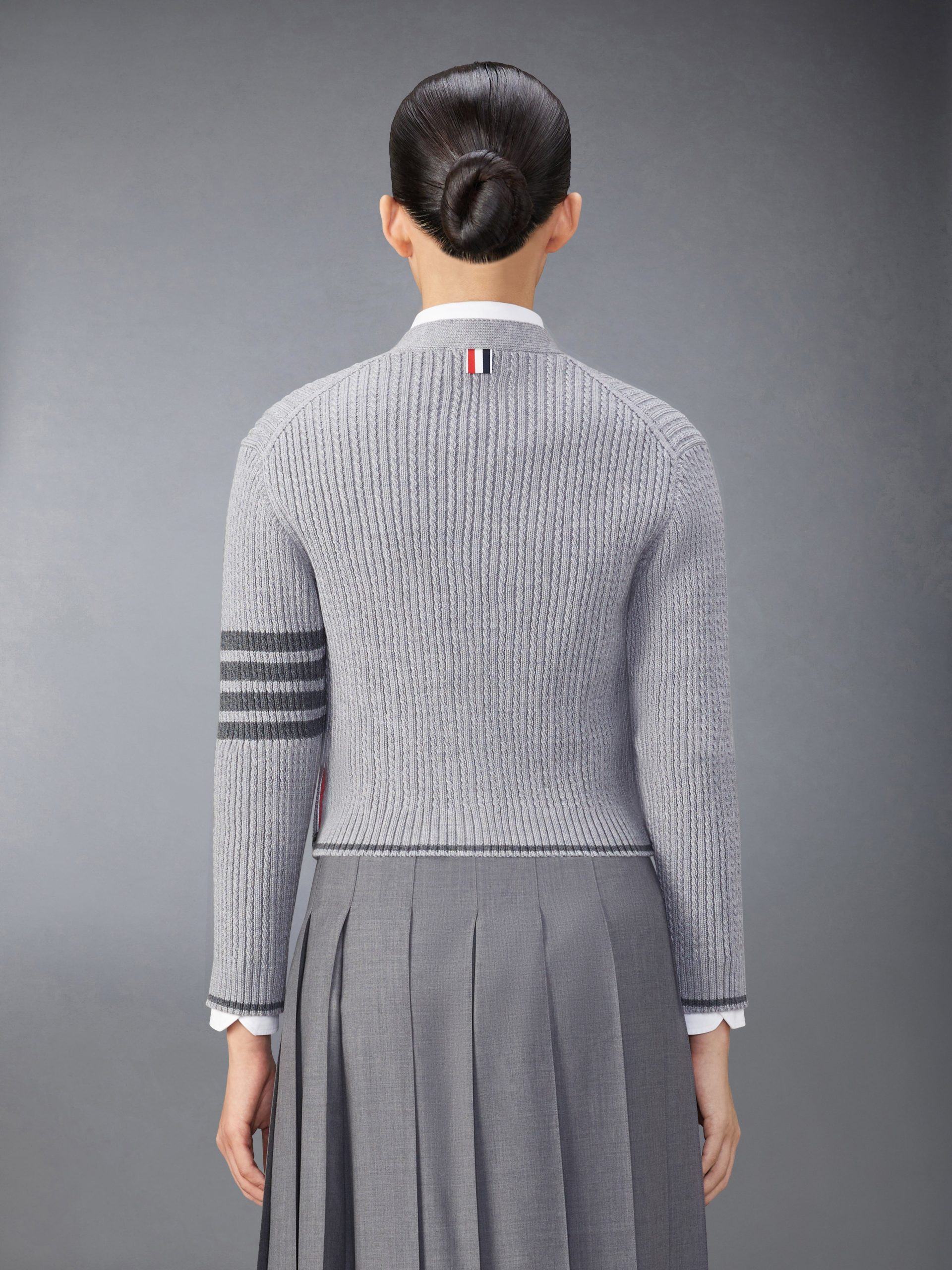 MERINO WOOL 4-BAR CROPPED CARDIGAN - Image 2