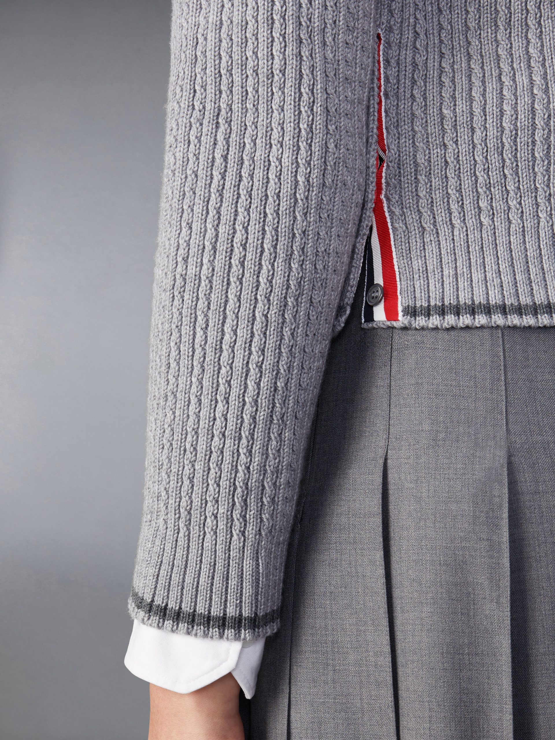 MERINO WOOL 4-BAR CROPPED CARDIGAN - Image 4