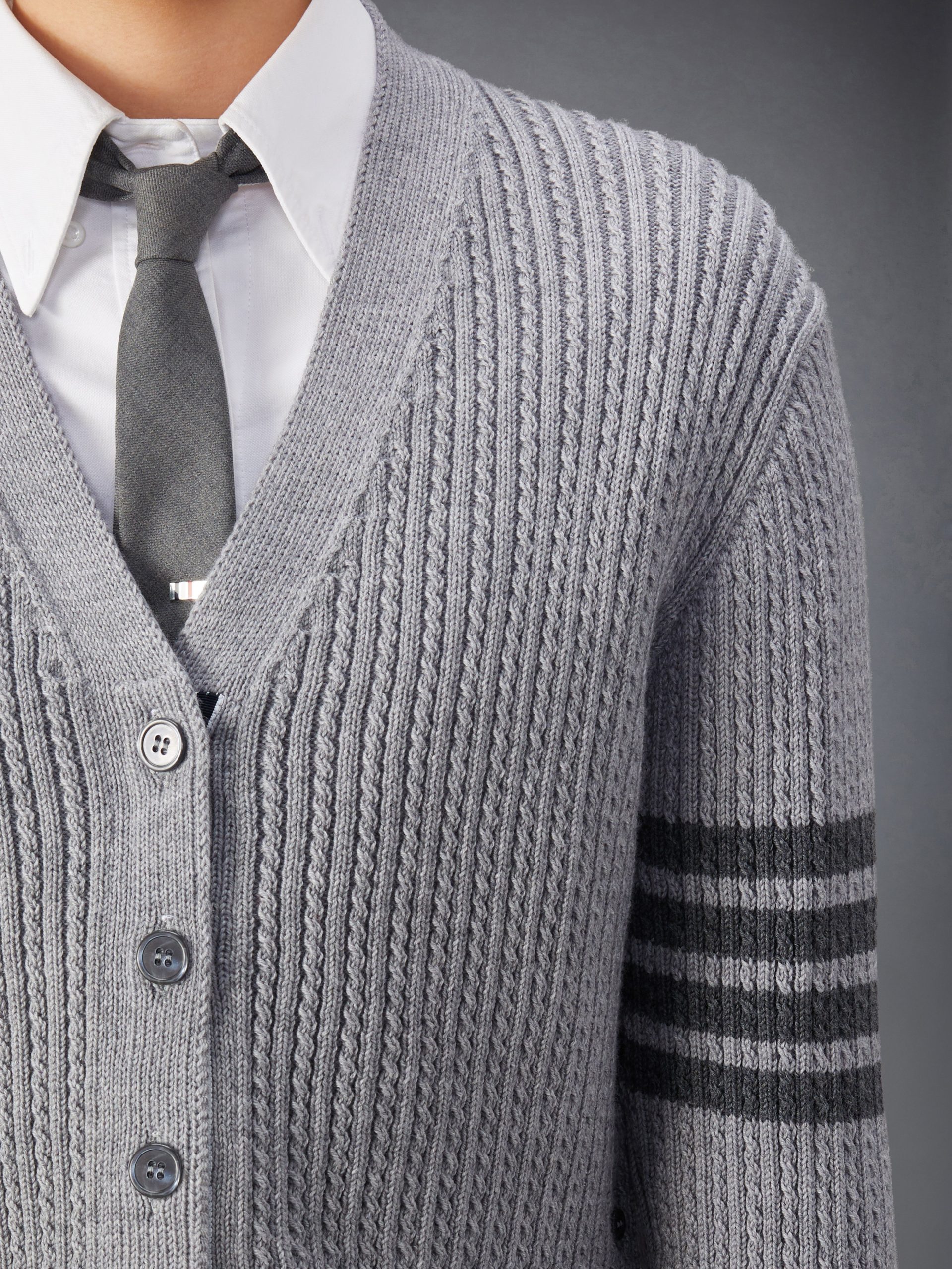 MERINO WOOL 4-BAR CROPPED CARDIGAN - Image 6