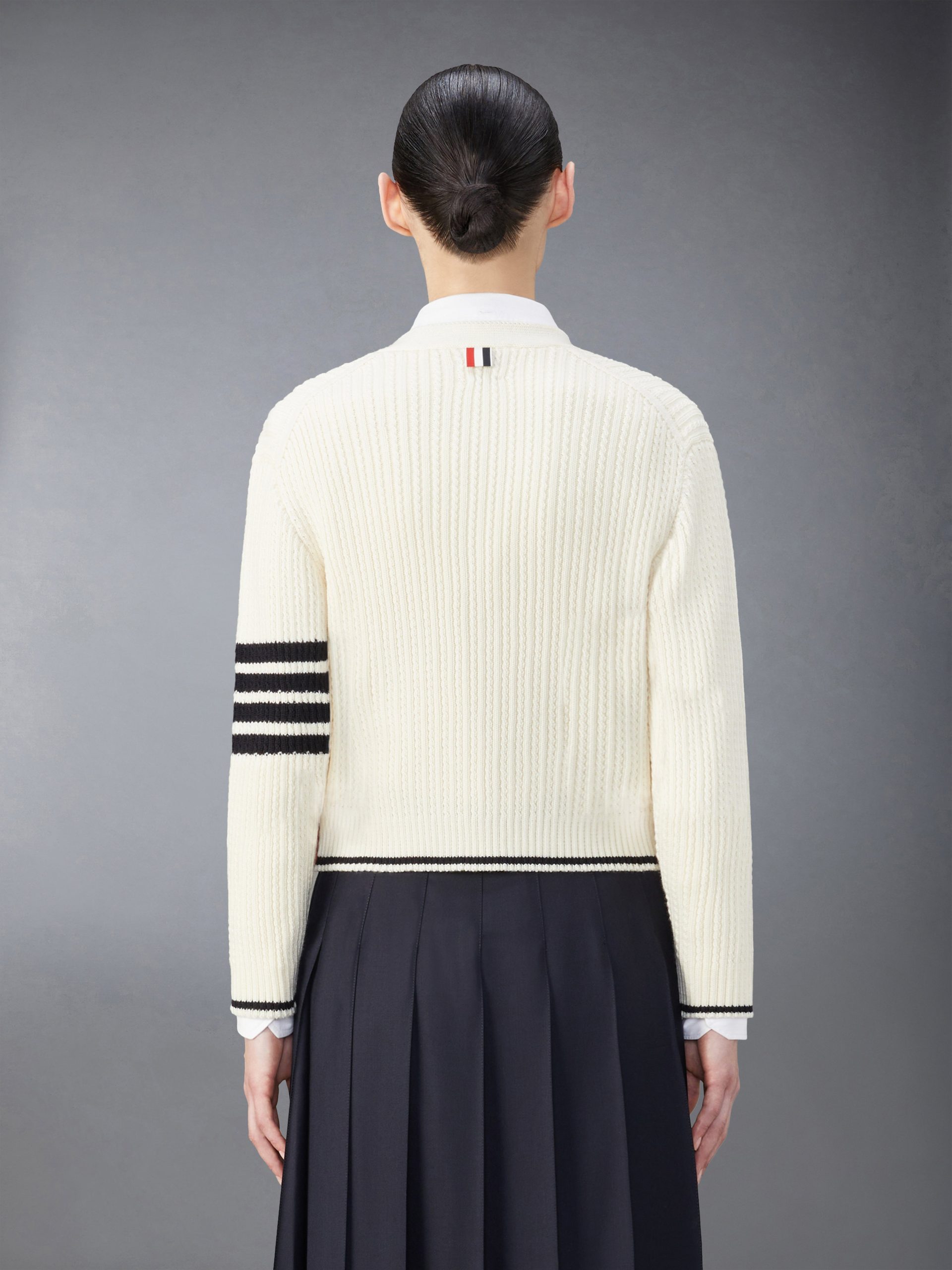 MERINO WOOL 4-BAR CROPPED CARDIGAN - Image 2