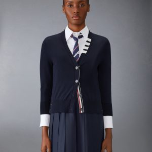 COTTON 4-BAR V NECK CARDIGAN