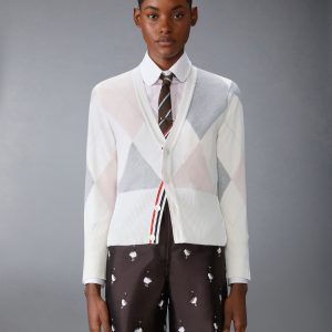 ARGYLE INTARSIA CASHMERE V NECK CARDIGAN