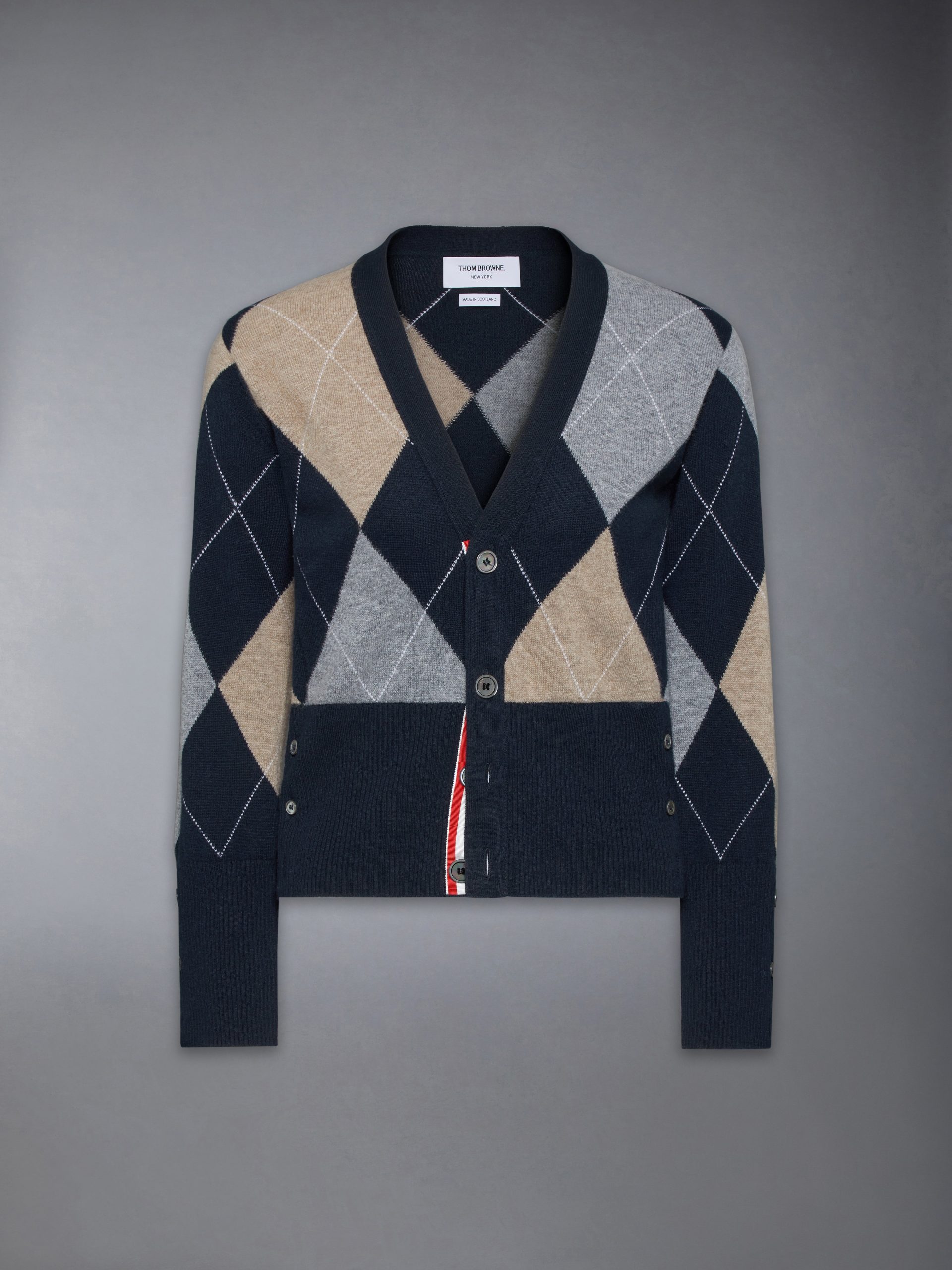 ARGYLE INTARSIA CASHMERE V NECK CARDIGAN - Image 6