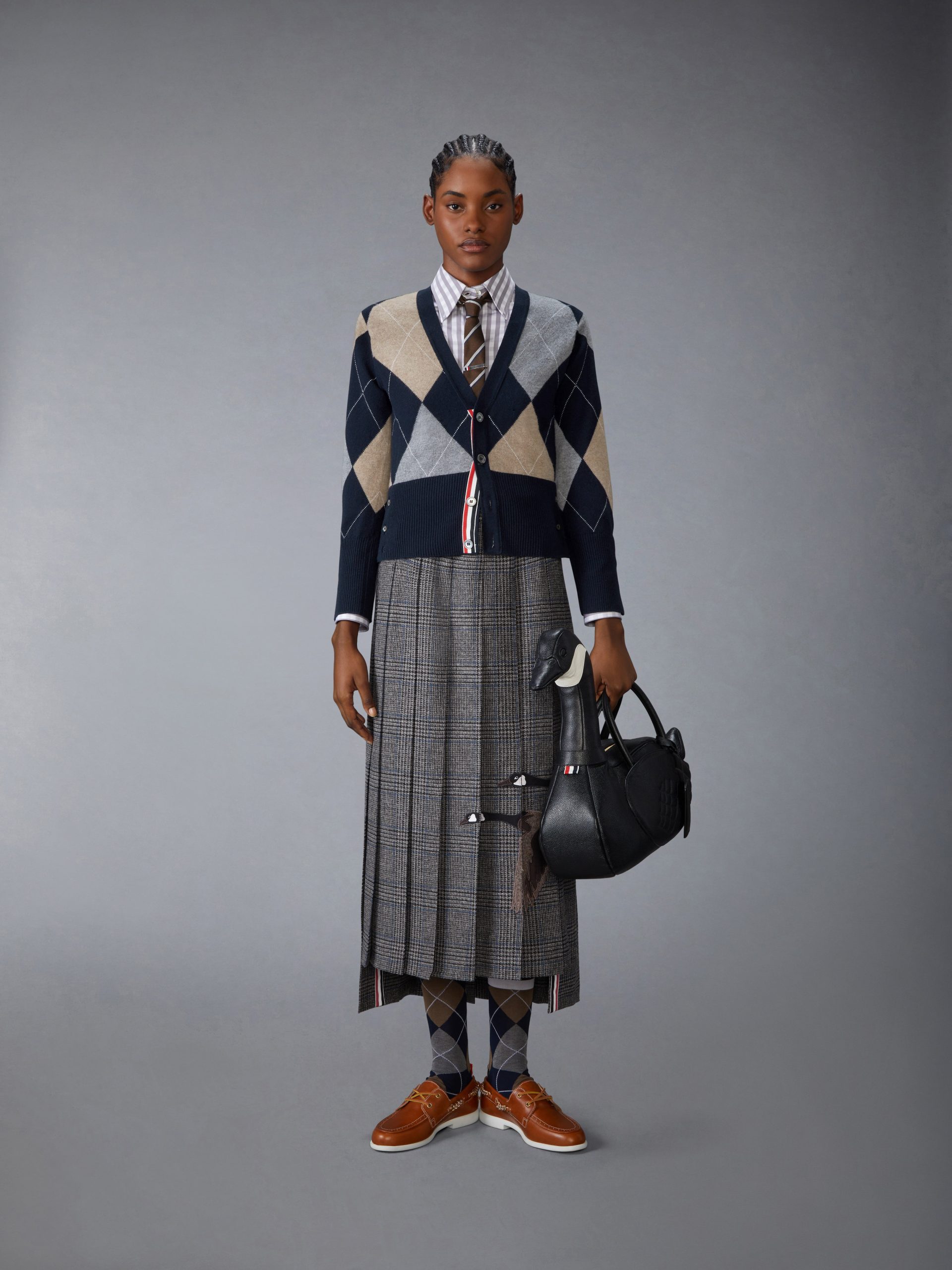 ARGYLE INTARSIA CASHMERE V NECK CARDIGAN - Image 3