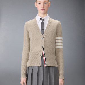 JERSEY STITCH SHETLAND WOOL 4-BAR CARDIGAN