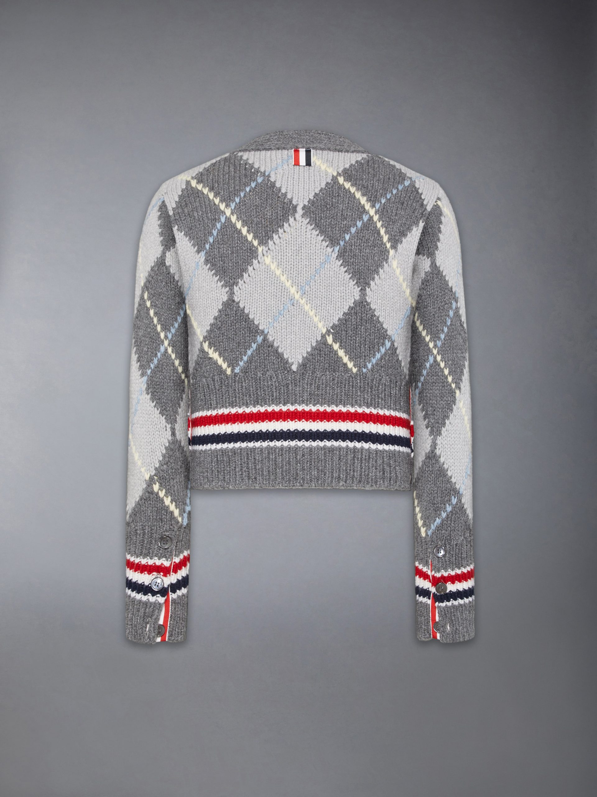 ARGYLE INTARSIA MERINO WOOL SHRUNKEN CARDIGAN - Image 7