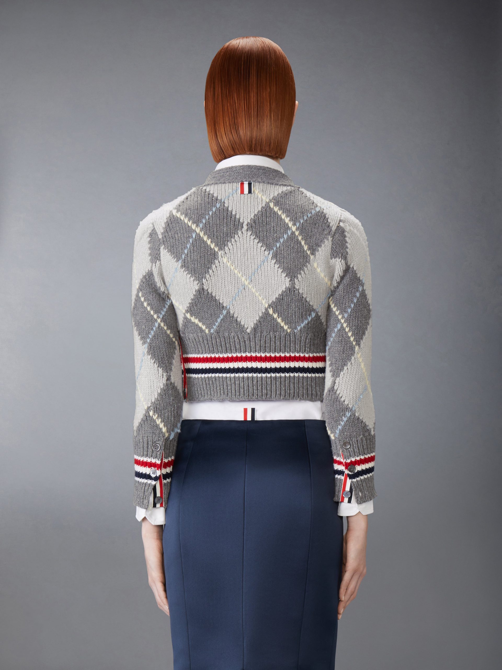 ARGYLE INTARSIA MERINO WOOL SHRUNKEN CARDIGAN - Image 2
