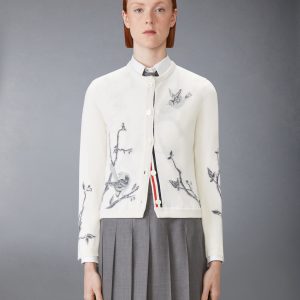SCENIC BIRDS INTARSIA CASHMERE CARDIGAN