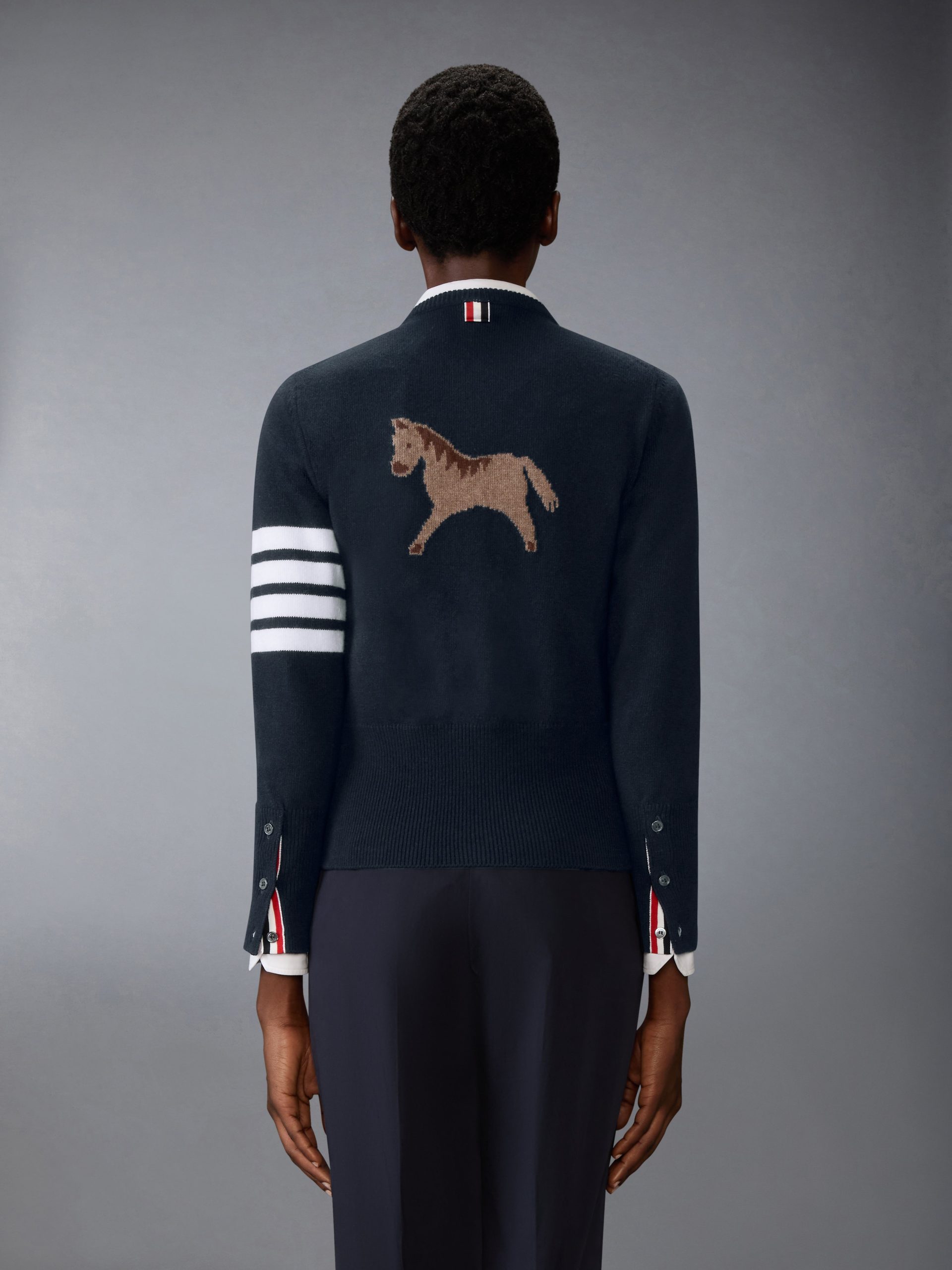 LUNAR NEW YEAR WOOL 4-BAR INTARSIA CARDIGAN - Image 2