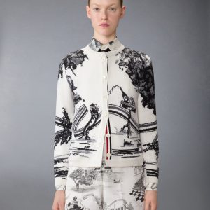 CASHMERE JERSEY INTARSIA HECTOR TOILE CARDIGAN