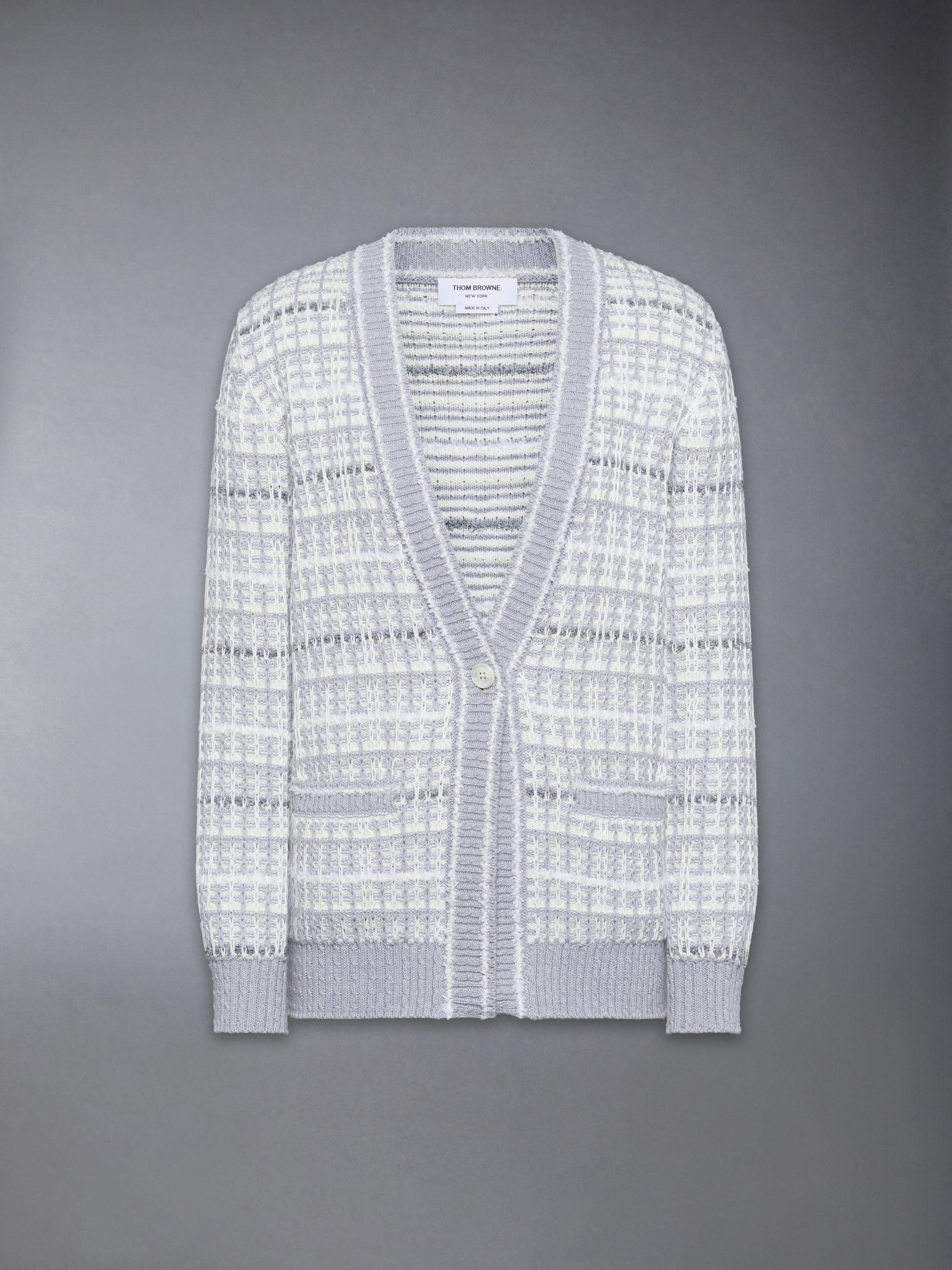 TUCK STITCH TWEED ELONGATED V-NECK CARDIGAN - Image 5