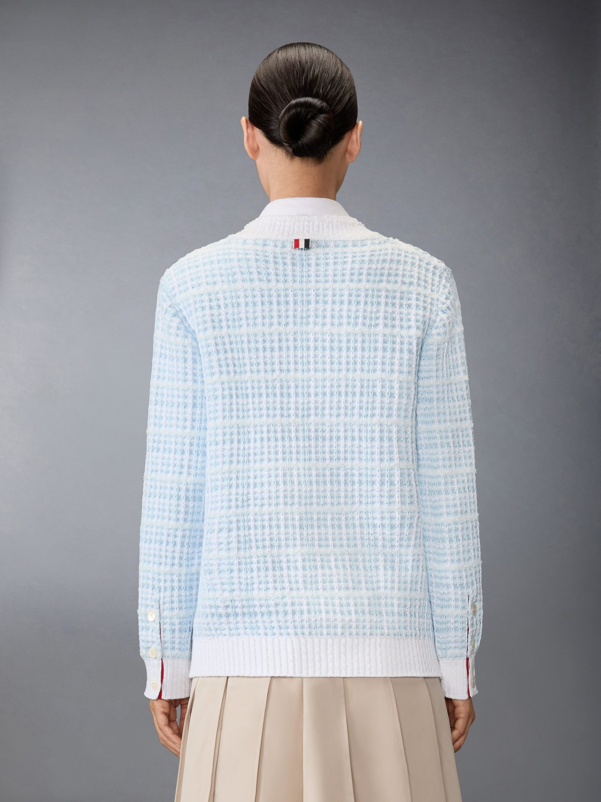 TUCK STITCH TWEED ELONGATED V-NECK CARDIGAN - Image 2