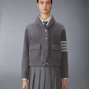 BOILED MERINO WOOL 4-BAR BOMBER JACKET