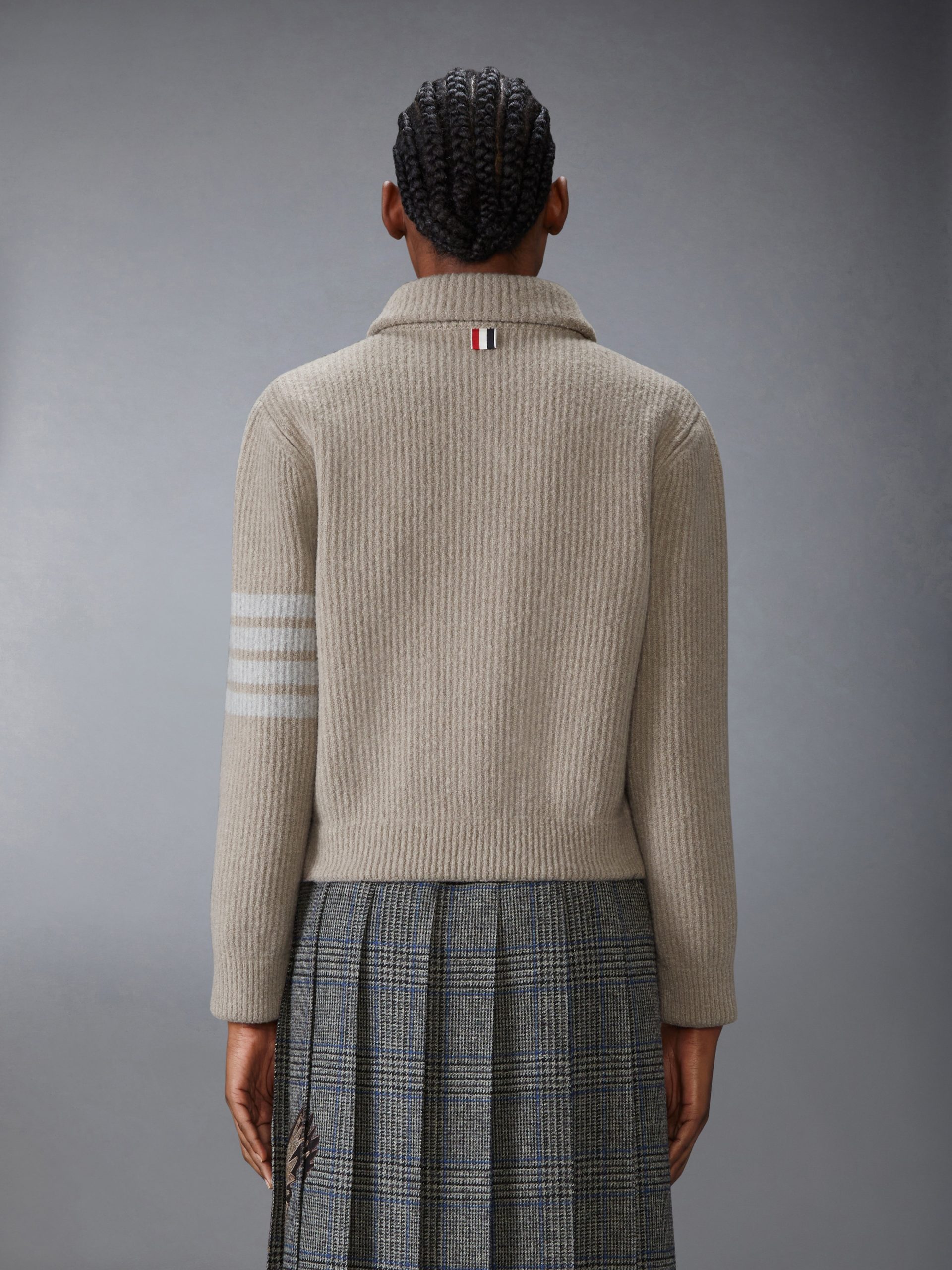 BOILED MERINO WOOL 4-BAR BOMBER JACKET - Image 2