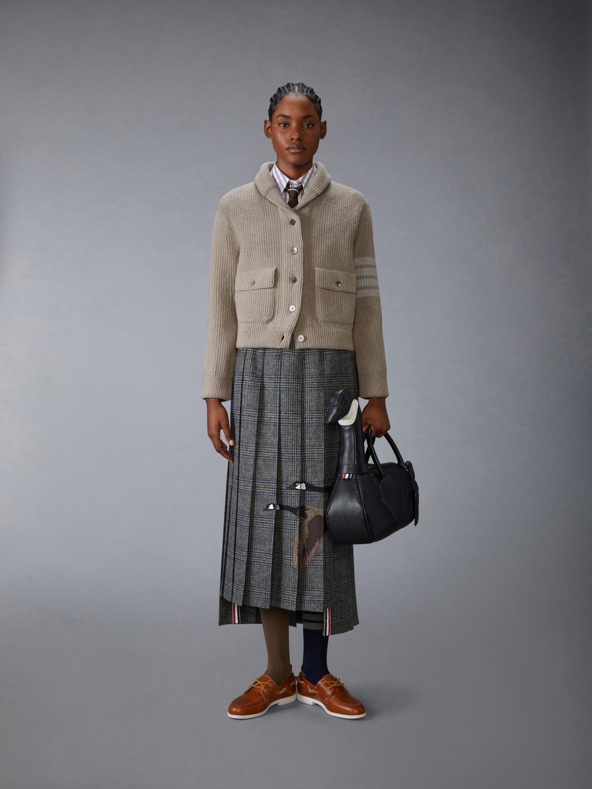 BOILED MERINO WOOL 4-BAR BOMBER JACKET - Image 3