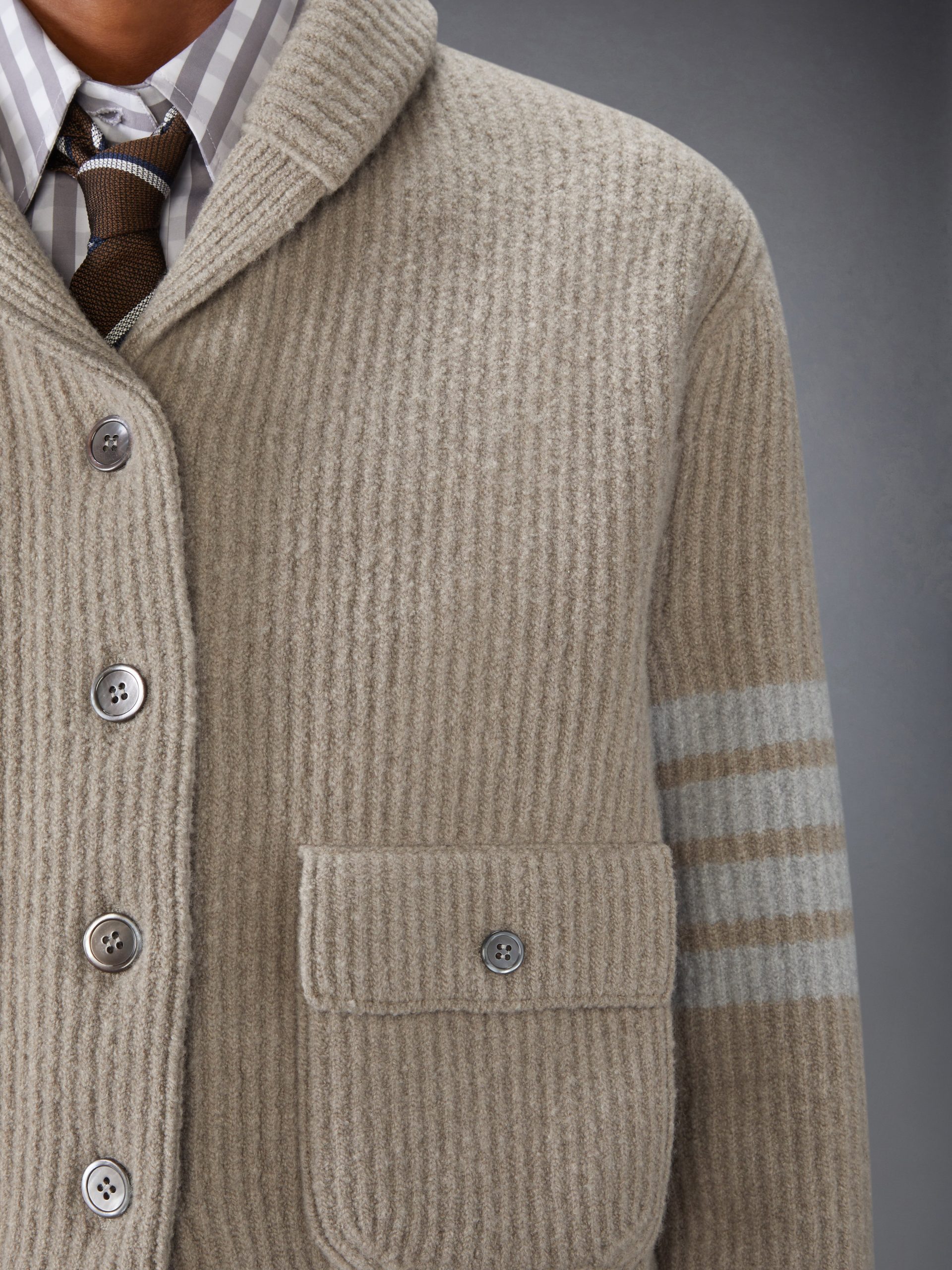 BOILED MERINO WOOL 4-BAR BOMBER JACKET - Image 5