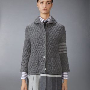 QUILTED KNIT JACQUARD MERINO WOOL 4-BAR WORK JACKET