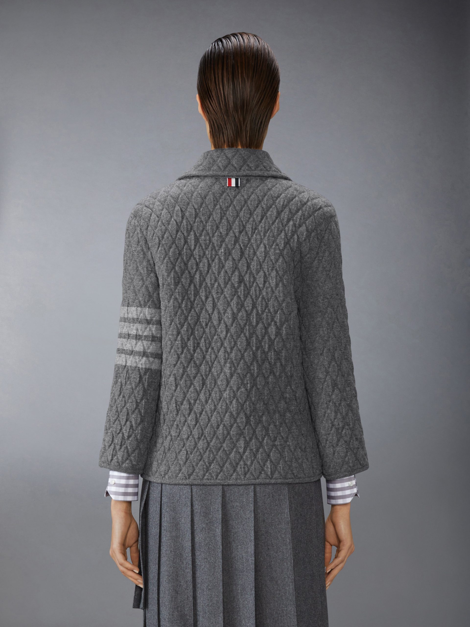 QUILTED KNIT JACQUARD MERINO WOOL 4-BAR WORK JACKET - Image 2