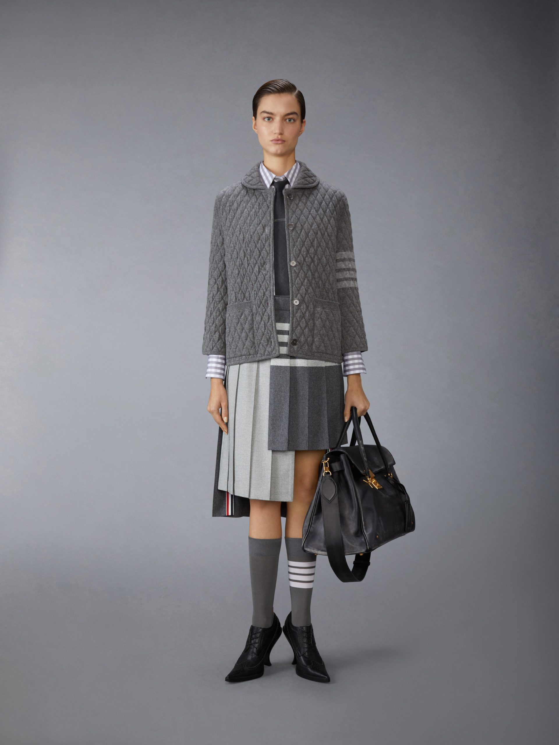 QUILTED KNIT JACQUARD MERINO WOOL 4-BAR WORK JACKET - Image 3